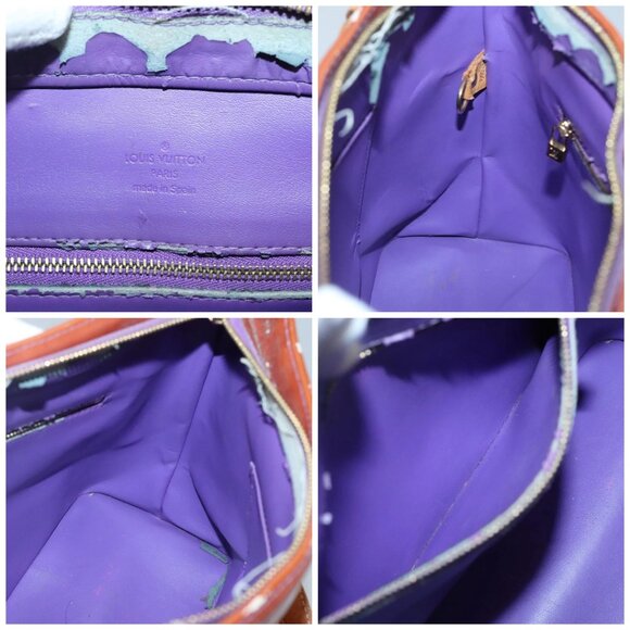 LOUIS VUITTON Monogram Vernis Houston Hand Bag Purple Viole - Picture 14 of 15